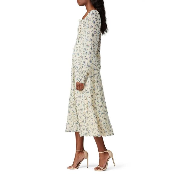 Sweet Baby Jamie Floral Smocked Dress Cream Square Neck Zip Long Sleeve Sz XL - Picture 3 of 11